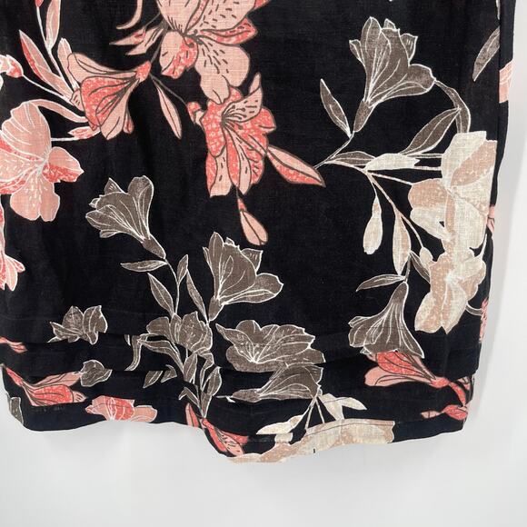 NICOLE MILLER Original Dress Size Small Floral Short Sleeve Linen Blend Black - Picture 10 of 15